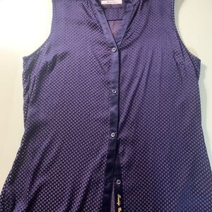 Robert Graham  Sleeveless blurple sheer Textured Button-Front Top